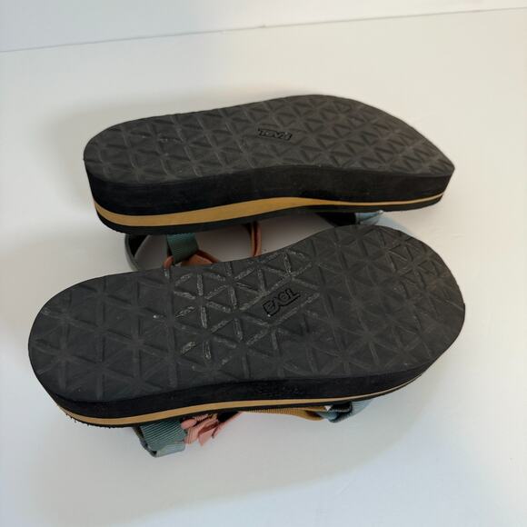 Teva Sandals Womens 10 Pink Blue Platform Universal Slip On Boho Y2K Casual - Picture 8 of 9